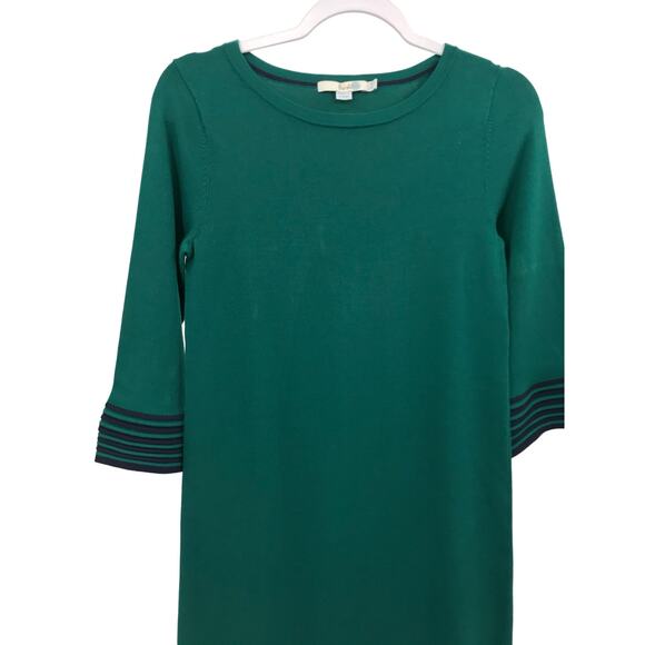 Boden Women's Green Blue Striped 3/4 Bell Sleeve Sweater Dress 6 - Picture 3 of 8